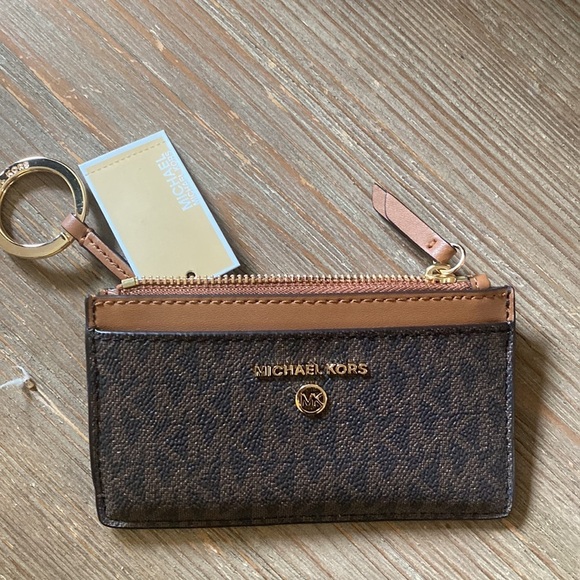 Michael Kors Jet Set Charm Slim Card Case brown with zipper - Picture 5 of 8